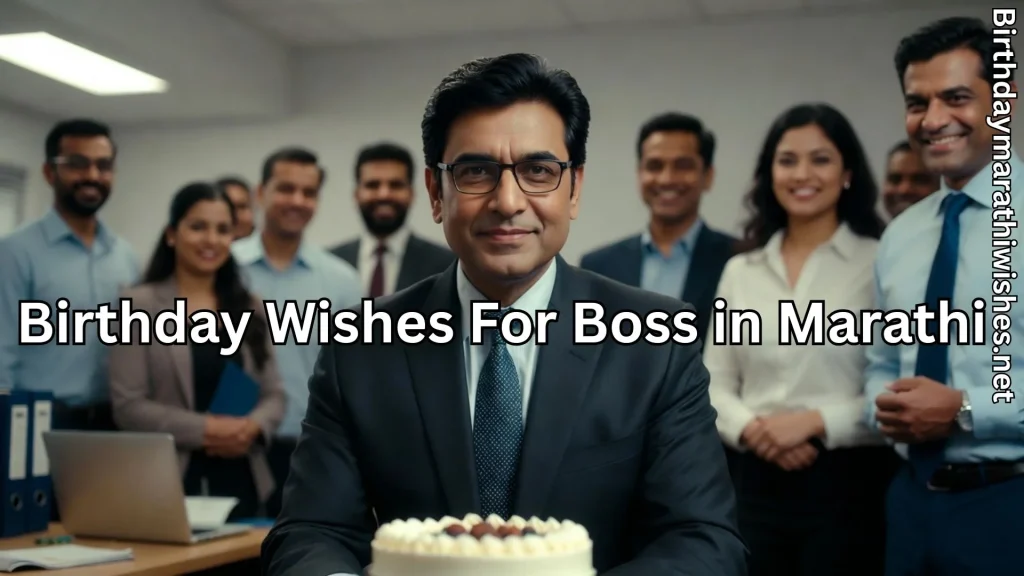 Boss cutting cake in office with smiling team members