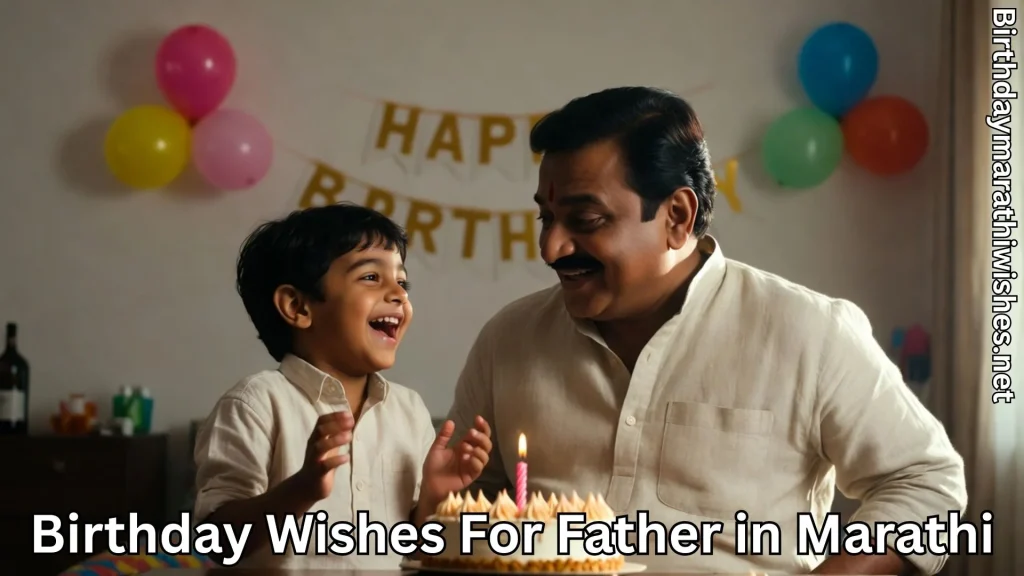 Happy father celebrating birthday with young son at home party