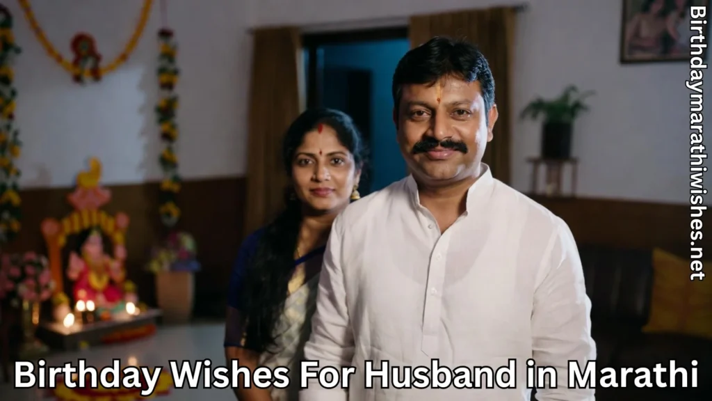 Marathi couple standing together at home during traditional birthday celebration