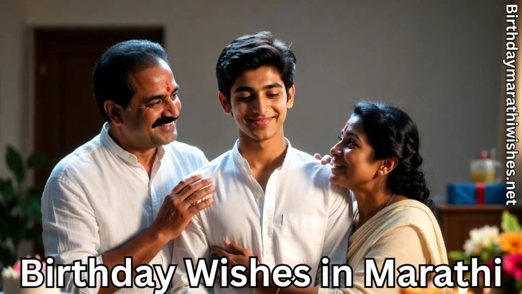 Parents blessing their son lovingly on his birthday at home