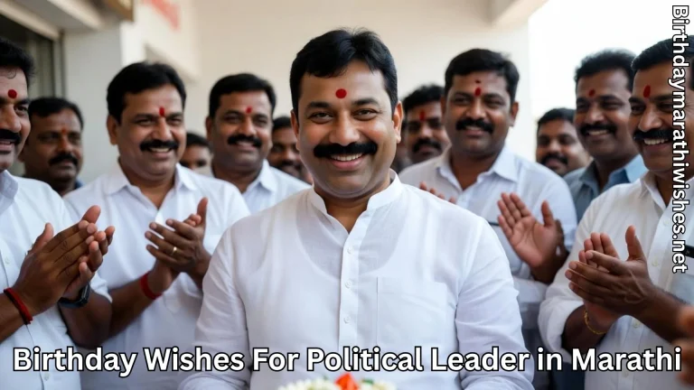 Political leader smiling as supporters and birthday wishes for political leader in marathi text