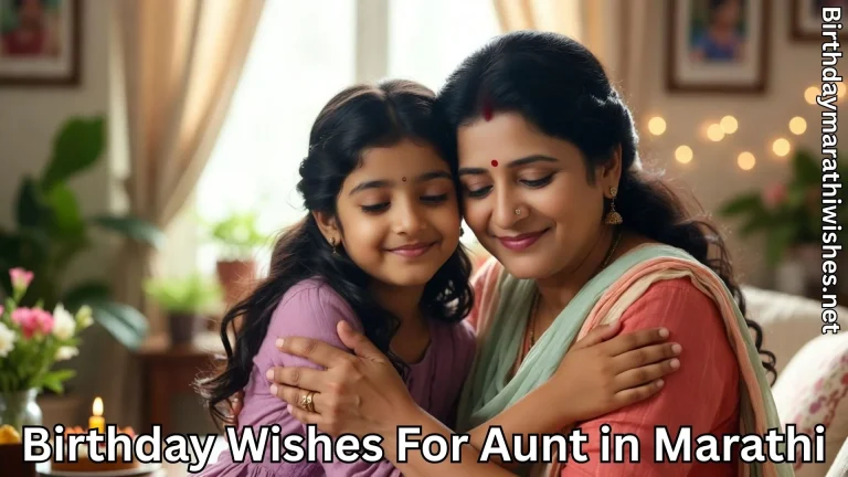 Aunt hugging niece warmly at home and birthday wishes for aunt in marathi text