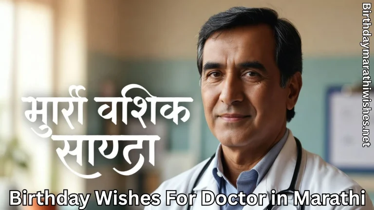 Doctor portrait with Marathi quote poster and birthday wishes for doctor in marathi text