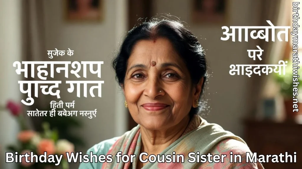 Elder woman smiling warmly with birthday wishes for cousin sister in marathi