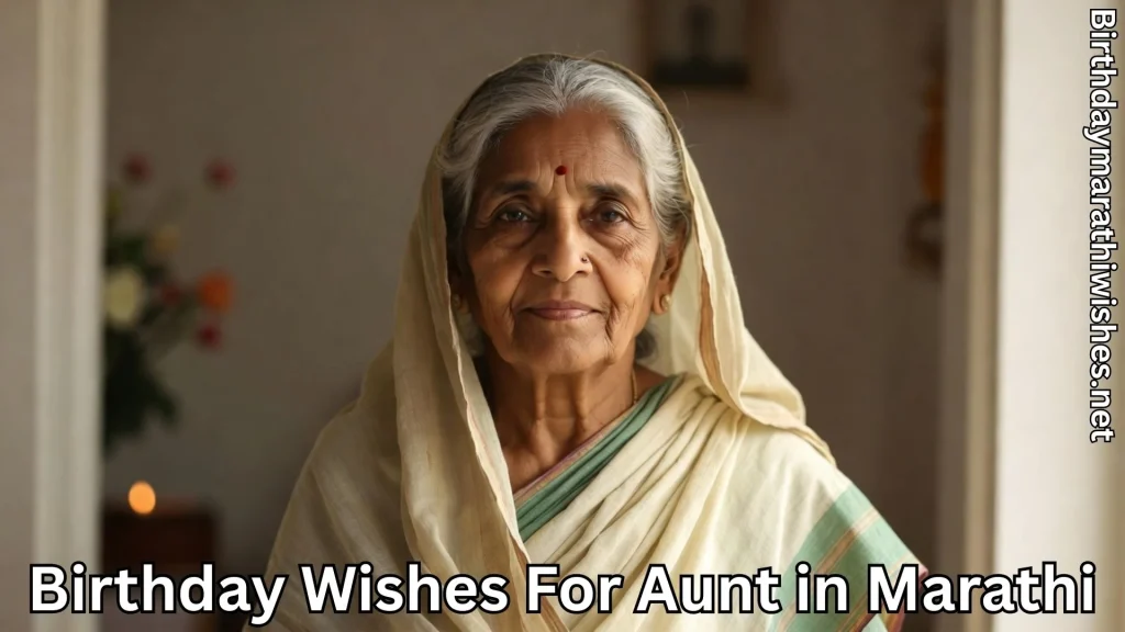 Portrait of elderly aunt in saree smiling softly in a calm home setting